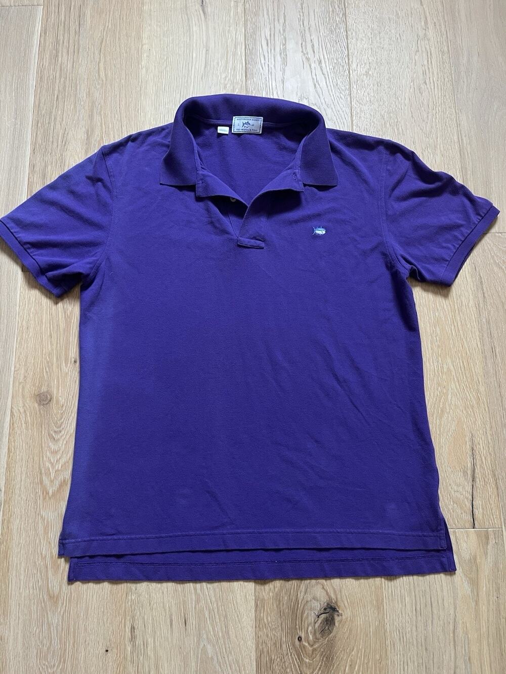 👕 Southern Tide Men's Large 40 Purple Short Sleeve Skipjack Polo